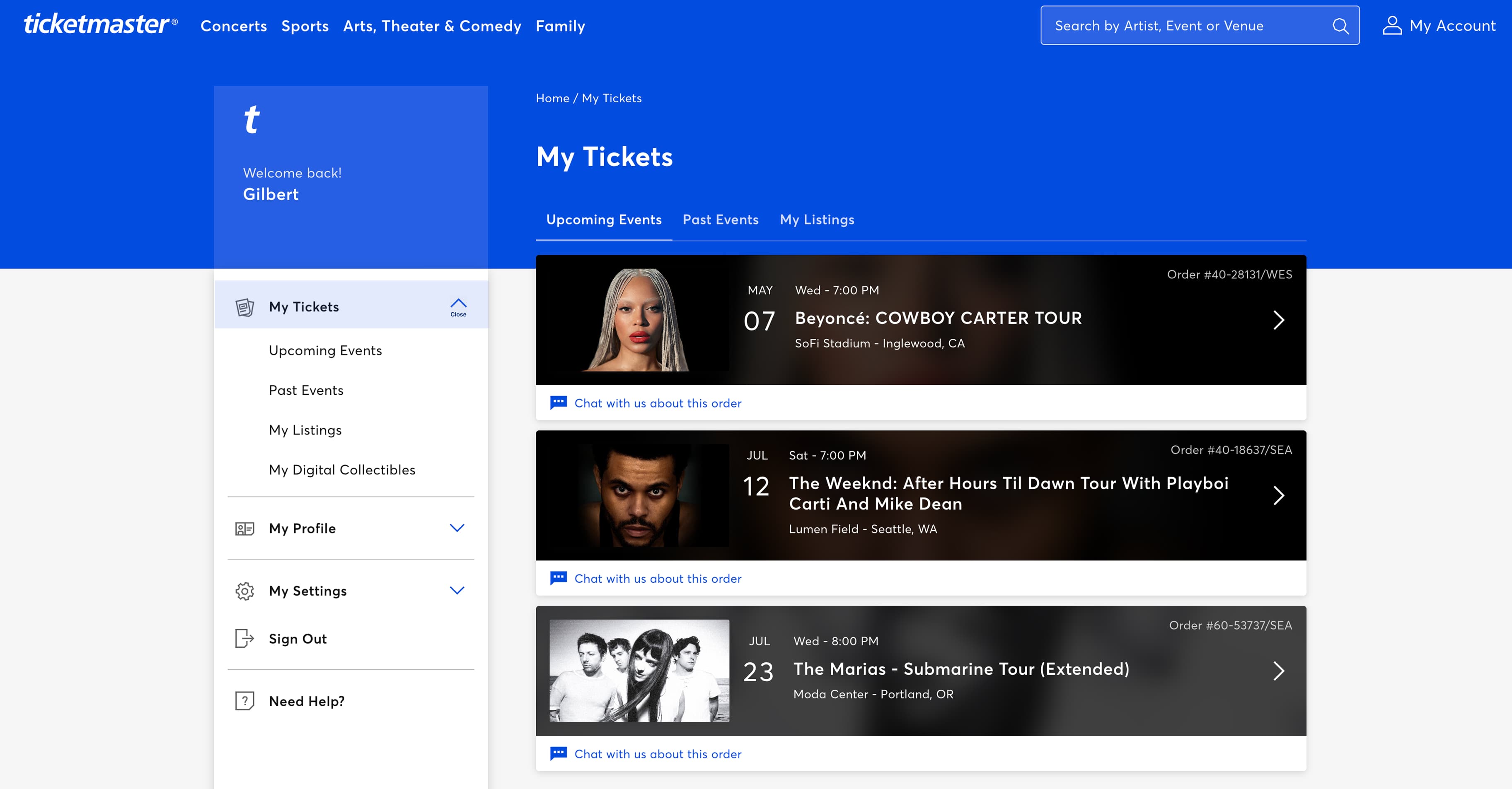 Redesigned Accordion component from Ticketmaster including highlighted open section